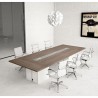 Tavolo riunione con base metallo e top access , serie Go steel