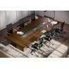 Tavolo riunione con base metallo e top access , serie Go steel