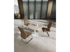 Tavolo riunione tondo con basamento metallico serie Teko