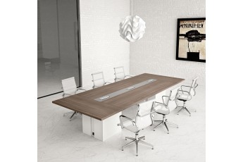 Tavolo riunione rettangolare , base metallo e top access 