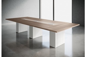 Tavolo riunione con base metallo e top access , serie Go steel 